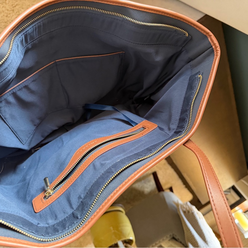 Chic Eco Brown and Navy Bag - Picture 4 of 6